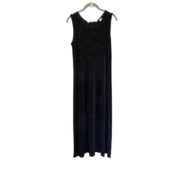 Drapers Damons Sleeveless Acetate Midi Dress Travel Dress Blue Slinky Petite M - Picture 1 of 5